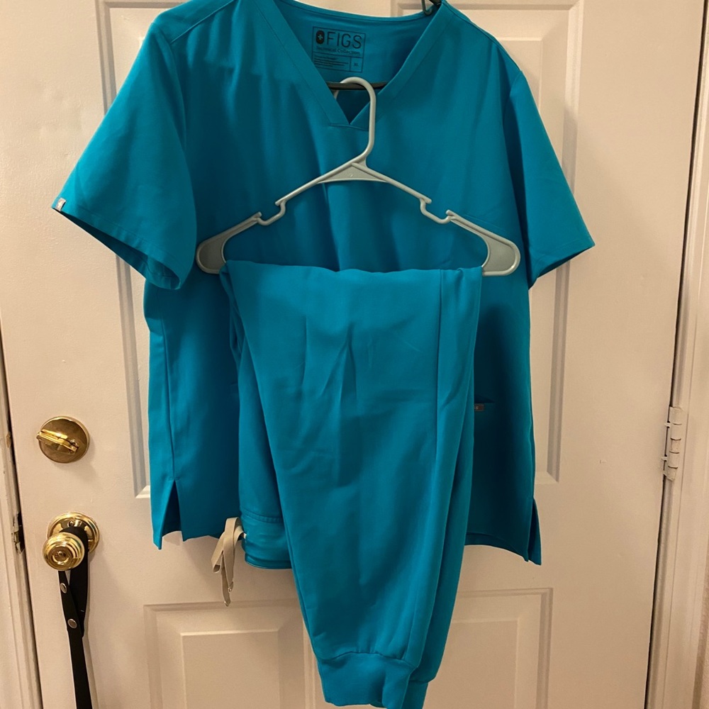 Figs WOMENS teal set XL